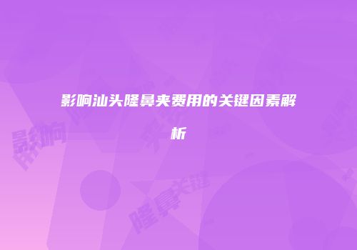 影响汕头隆鼻夹费用的关键因素解析