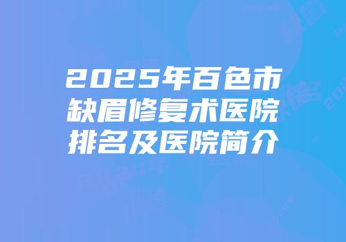 2025年百色市缺眉修复术医院排名及医院简介