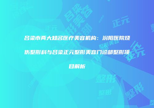 吕梁市两大知名医疗美容机构:汾阳医院烧伤整形科与吕梁正元整形美容门诊部整形项目解析