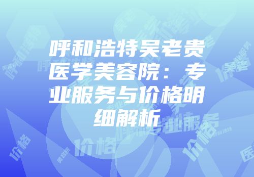 呼和浩特吴老贵医学美容院：专业服务与价格明细解析