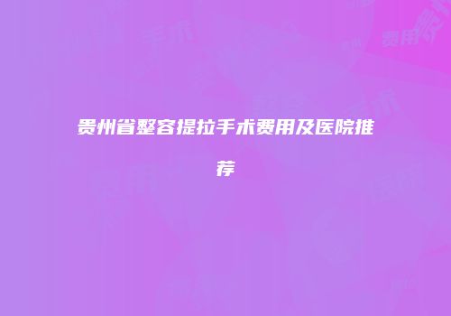 贵州省整容提拉手术费用及医院推荐
