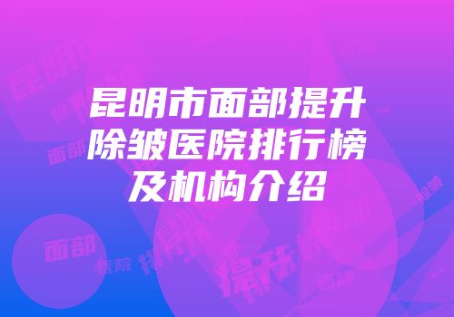 昆明市面部提升除皱医院排行榜及机构介绍