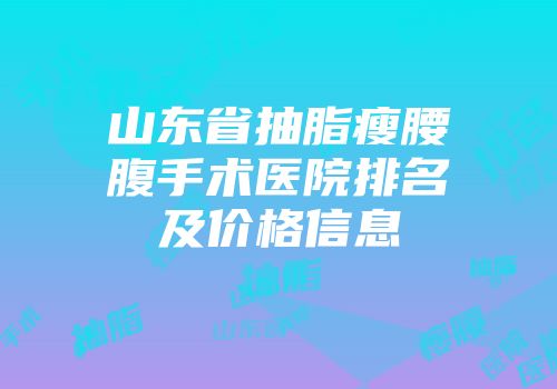 山东省抽脂瘦腰腹手术医院排名及价格信息