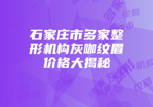 石家庄市多家整形机构灰咖纹眉价格大揭秘