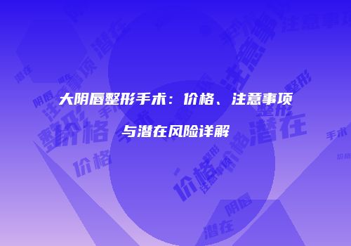 大阴唇整形手术：价格、注意事项与潜在风险详解