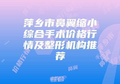 萍乡市鼻翼缩小综合手术价格行情及整形机构推荐