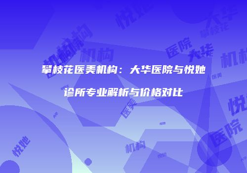 攀枝花医美机构：大华医院与悦她诊所专业解析与价格对比
