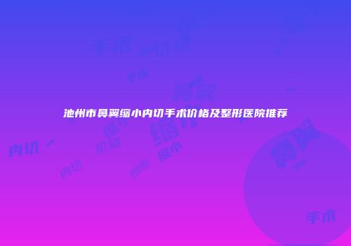 池州市鼻翼缩小内切手术价格及整形医院推荐