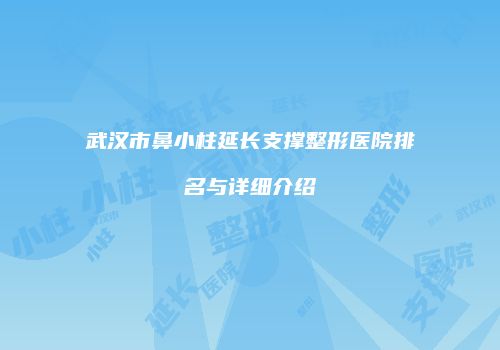 武汉市鼻小柱延长支撑整形医院排名与详细介绍
