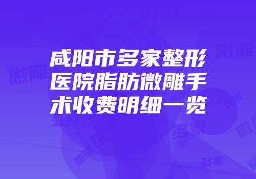 咸阳市多家整形医院脂肪微雕手术收费明细一览