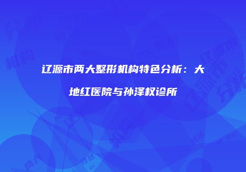 辽源市两大整形机构特色分析：大地红医院与孙泽权诊所