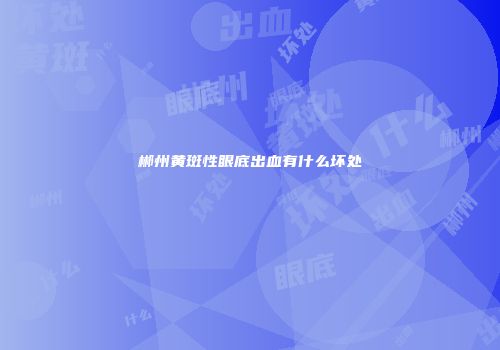 郴州黄斑性眼底出血有什么坏处