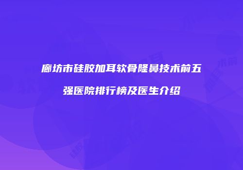 廊坊市硅胶加耳软骨隆鼻技术前五强医院排行榜及医生介绍