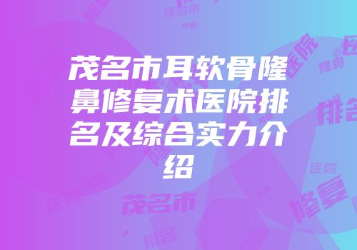 茂名市耳软骨隆鼻修复术医院排名及综合实力介绍