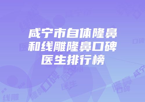咸宁市自体隆鼻和线雕隆鼻口碑医生排行榜