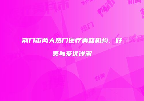 荆门市两大热门医疗美容机构：好美与爱优详解