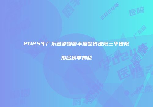 2025年广东省嘟嘟唇丰唇整形医院三甲医院排名榜单揭晓